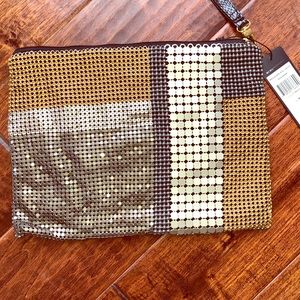 NWT BCBG Mesh Silver/Gold Wristlet